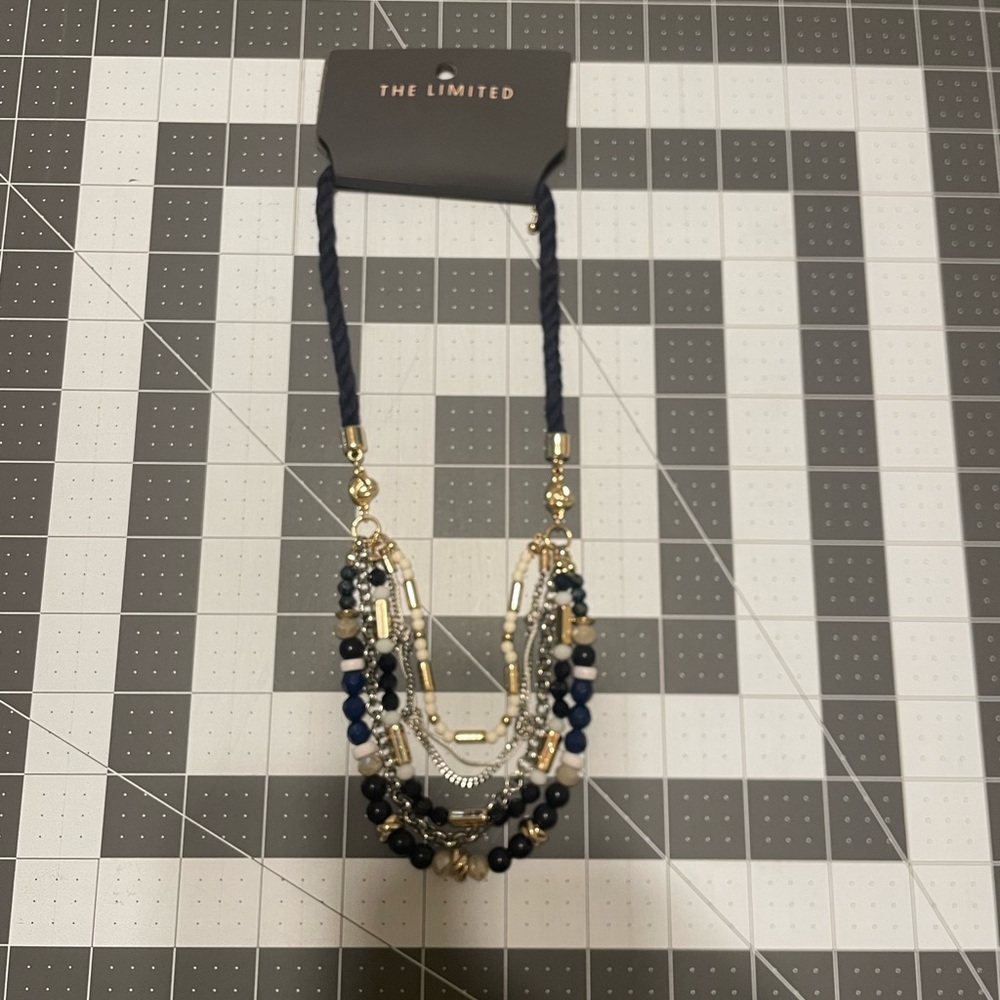 The‎ Limited Multi-Strand Navy and Gold Beaded Necklace D03 6674